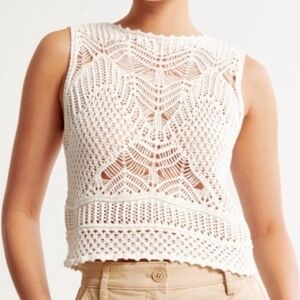 Abercrombie & Fitch M Elegant White Crochet Sleeveless Top
